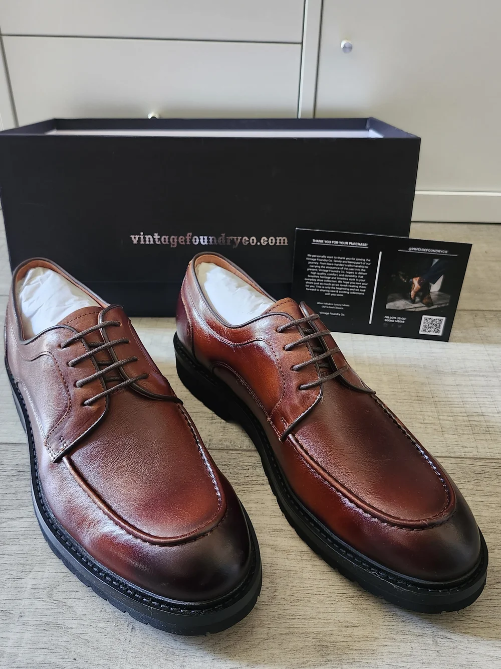 Vintage Foundry Co. Lior Men's Derby Oxford Shoes Brown Leather Size 11 D Box